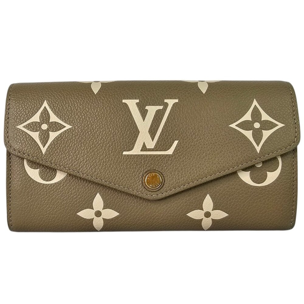 LOUIS VUITTON Bicolor Monogram Giant Sarah Wallet Tourterelle Gray Cream LV Bag - Picture 2 of 12